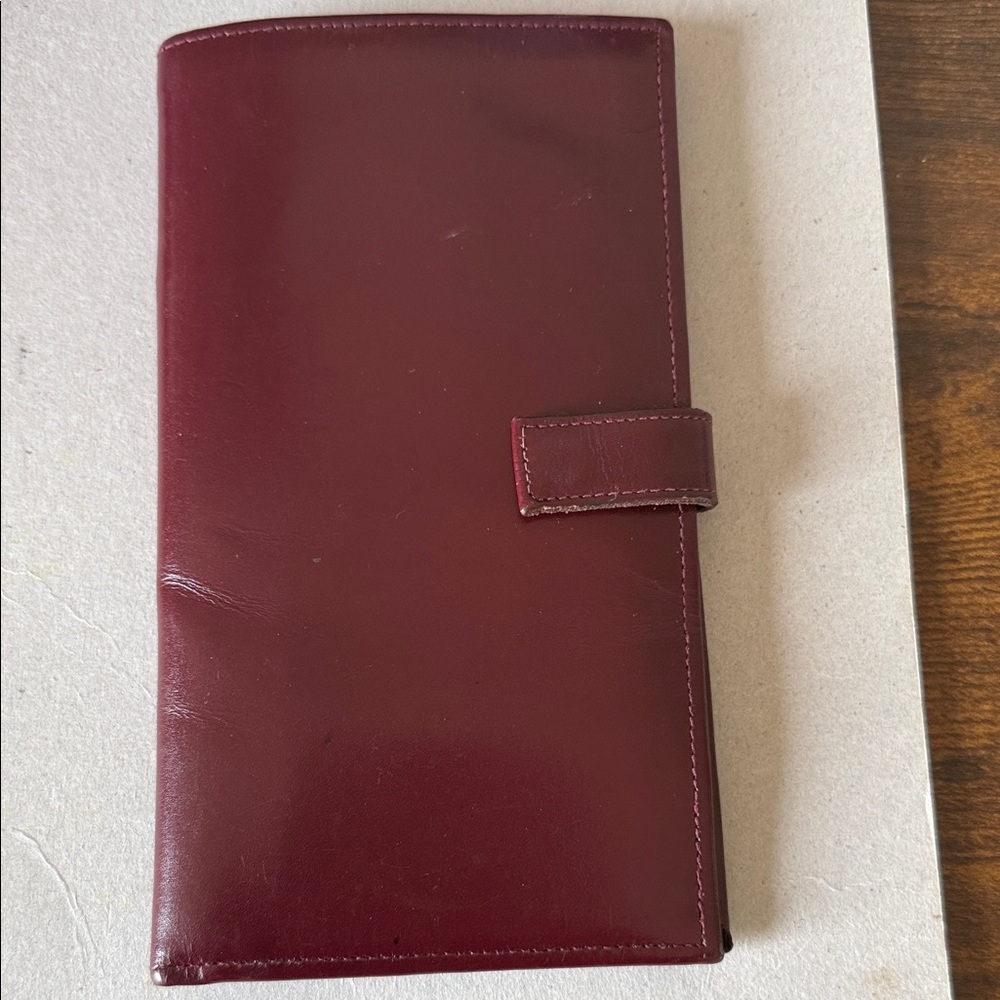 Burgundy Travel Wallet with Gold Accents